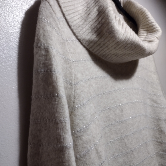 Style & Co Tan and Silver striped Cowl Neck Sweater - Picture 5 of 12